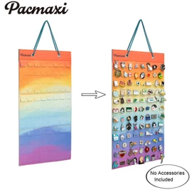 PACMAXI Hanging Brooch Pin Organizer, Display Pins Storage Case, Brooch Collection Storage Holder, Holds Up to 96 Pins.(Not Include Any Accessories) (S-96 Slots, Colorful)