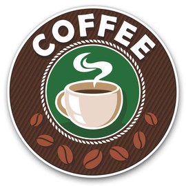 Vinyl Stickers (Set of 2) 7.5cm - Coffee Beans Stamp Cafe Shop #5573