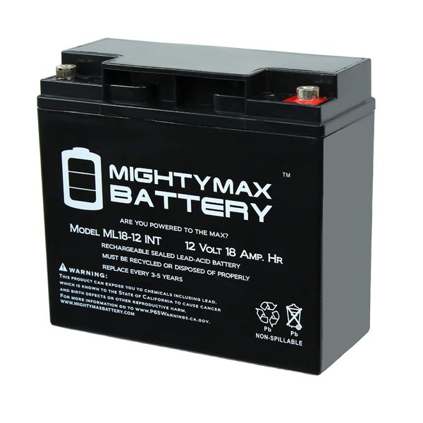 ML18-12INT - 12 Volt 18AH Rechargeable Internal Thread SLA Battery - Mighty Max Battery Brand Product
