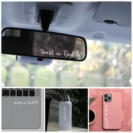 Miarita 3X Trust in God Rearview Mirror Decal, Vanity Mirror Stickers, Rear View Mirror Sticker, Car Mirror Stickers (Trust in God White)