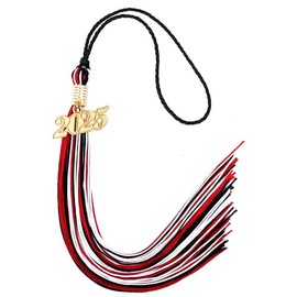 2025 Tassel Graduation, Tassels for Graduation Cap 2025, White Red Tassel Cap Decorations with Gold Charms Memorial Cords Graduate Hat Ceremonies Accessories for Class of School Grad Souvenir Gifts