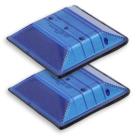 Blue Reflective Road Driveway Marker (2 Pack) - Fire Hydrant Blue Pavement Markers - DOT Peel-N-Stick Blue Reflective Road Marker