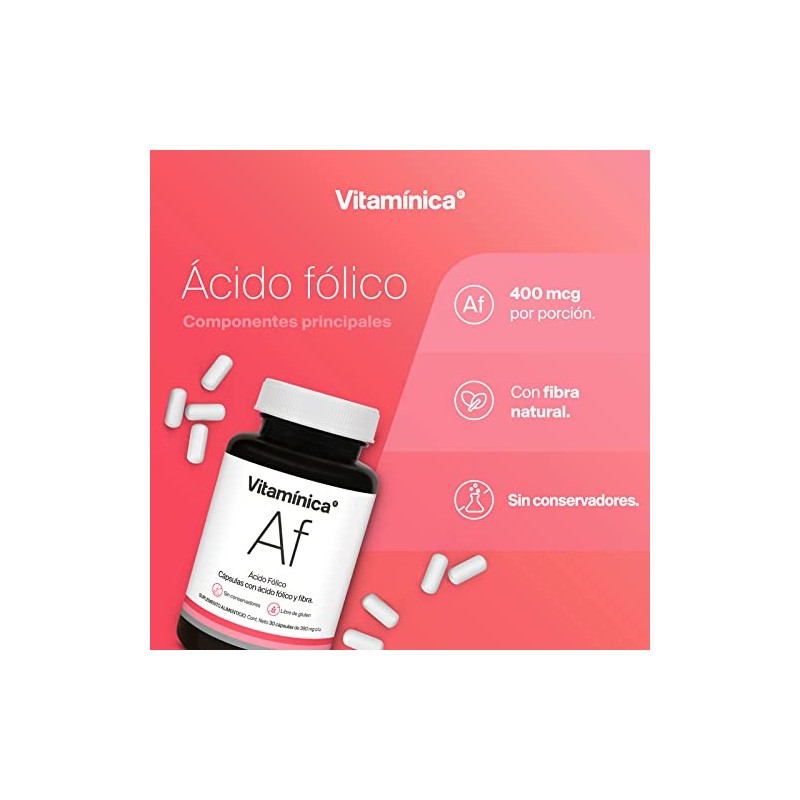 Vitaminica Suplemento Ácido Fólico 300 Cápsulas Total Suministro Días