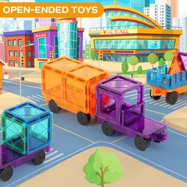2 PCS Magnetic Tiles Expansion Cars, Magnetic Car Set Magnet Bricks Truck Sensory Toys, Magnetic Construction Set Magnet Building Blocks Toddler Toys for 3 4 5 6 7 8+ Year Old