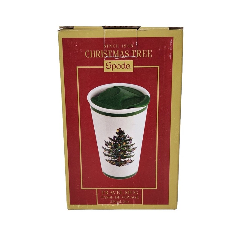 Spode Christmas Tree Ceramic Travel Mug with Silcone Lid in