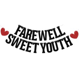 Glitter Farewell Sweet Youth Banner Funny Death to My 20s Banner Funeral for My Youth Birthday Garland for 30th 40th 50th Birthday Party Decoration Supplie Black