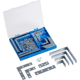 Metafranc Angle and connecting plates, 180 pieces, chair bracket, furniture angle and flat connector, galvanised steel, ideal for DIY furniture, angle connectors, corner connectors, mounting brackets,