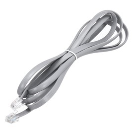 sourcing map 1 Pack Telephone Cord, 6.6ft Phone Cable RJ12 6P6C Male to Male Straight Wired Handset Cord for Home, Office, Grey