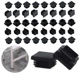 Square Plastic Plugs, 40 Pack 1.25 Inch Tube End Cap, Black Post End Cap Square Tubing Plug for Metal Tubing, Fences, Glide Protection from Chair Legs, Furniture and Floors