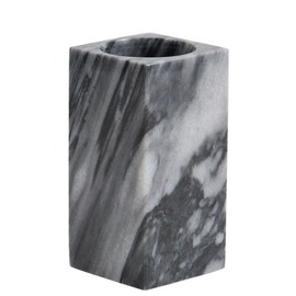 KhanImports Decorative Gray Marble Pencil Holder, Grey Stone Pen Cup for Desk, Home or Office