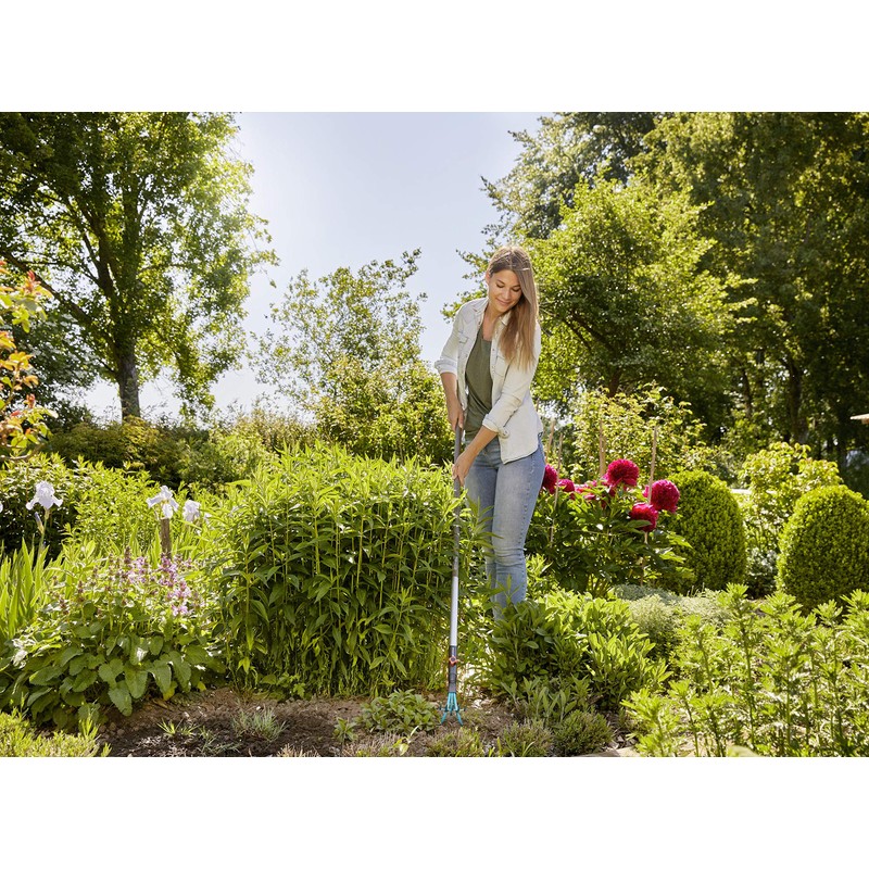 Gardena combisystem Cultivator Rake: Practical 2-in-1 Garden Tool, Turquoise Black,