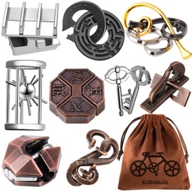 9pcs Metal Puzzle for Adult Disentanglement Puzzles Lock Puzzle Games Set Gift for Adults Teenagers
