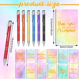Geyee 24 Pcs Mini Motivational Pens Inspirational Notepads Bulk Appreciation Gifts Small Journals Funny Ballpoint Pen Set Prizes Men Women Office Travel Party Favors(Cute)