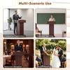Portable Podium Stand with Metal Wheels, Rolling Podium with Drawer