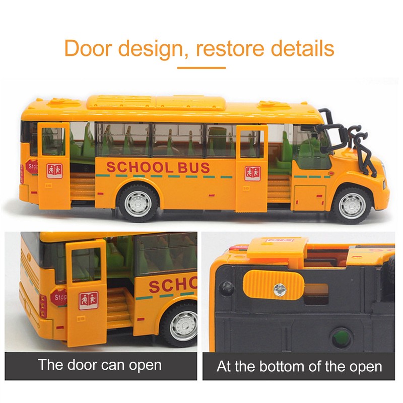 School Bus Model Yellow Die Casting Alloy Openable Door Realistic