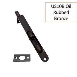 QCAA Solid Brass Flush Bolt, Round Shape, 6", Solid Brass, US10B ORB (Oil-Rubbed Bronze), 1 Pack, Made in Taiwan