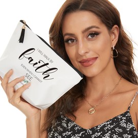 Christian Gifts for Women Religious Gifts Inspirational Bible Verse Scripture Christian Graduation Gifts for Her Birthday I Will Walk by Faith Even When I Cannot See Makeup Bag Travel Toiletries Bags