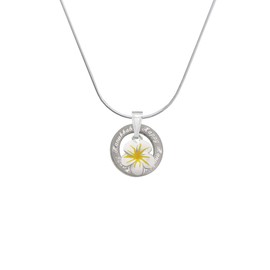 Delight Jewelry Silvertone White and Yellow Flower - Silvertone Happy Hanukkah Message Ring Necklace, 18"
