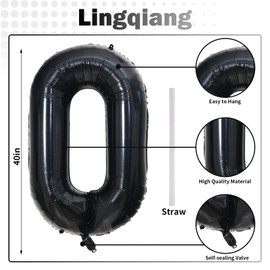 Black Number 10 Balloons for 10th Birthday Decorations, 40 Inch Black Helium Mylar Foil Number 1 & 0 Balloons for Girls Boys, 10th Birthday Balloons for Women Men Anniversary Party Supplies