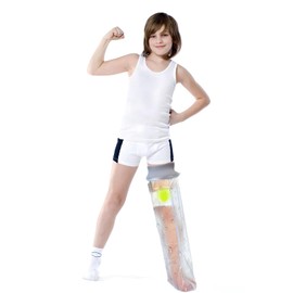 Waterproof Full Leg Cast Cover for Shower Kids -Available in 3 Sizes | Leg Cast Shower Protector, Watertight Seal Cast Cover Leg for Knee Foot Ankle, No Mark on Skin Reusable(Recommended Age:8-10)