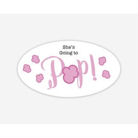 42ct, Going to Pop Stickers, Baby Shower Popcorn Stickers, 2.5 inches (368-3-PP-OV)
