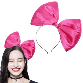 GELXGRIT Big Bow Headband Pink Bow Hair Accessories for Women Girls Extra Large Bow Hairband Cute Satin Bow Hair Band for Valentine’s Day Bridal Shower Birthday Party Decoration Photo Prop