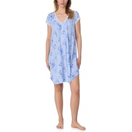 Eileen West Womens Short Cap Sleeve Sleepshirt, Blue Ground Rose