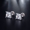M olurgor Stud Earrings: Square, Screw Back, Princess Cut CZ