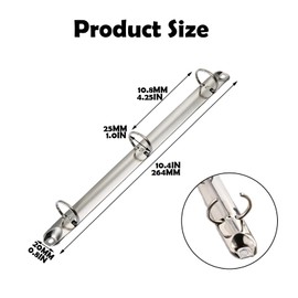 8 Pack Letter Size Ring Binder Mechanism, Metal 3 Ring Binders Ring Replacement Kit, Loose Leaf Binding Spines Combs for Organizers DIY Planners(Silver)