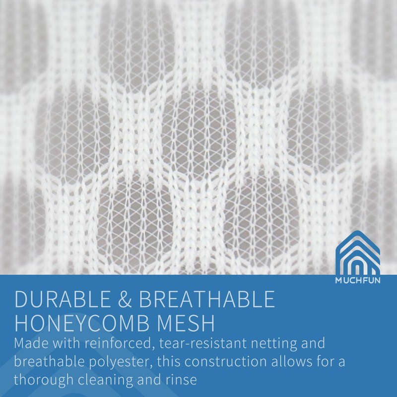 Muchfun 5Pcs Durable Honeycomb Mesh Laundry Bags for Delicates (1Large,