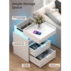 Turosur LED Night Stand with Gun Drawer, Smart Nightstand with