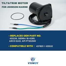 Tilt Trim Motor for Johnson Evinrude 40 48 50 HP 1989-1992, Replaces OMC 433226 0433226, ARCO 6243, Sierra 18-6285, 2-Wire 4-Bolt