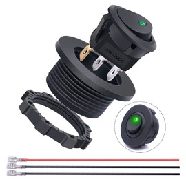 weideer 20A 12VDC Round Rocker Switch with Shell SPST ON Off 3 Pin 2 Position Green DOT LED Light Illuminated Rocker Toggle Switch for Car Truck Boat DIY Modification KF012-G…