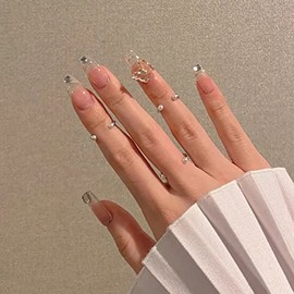 24 Pieces Nail Tips, Nude Color, Very Cute for Making Korean Nails Look Like Fake Nails, Girls' Associations, Amusement Parks