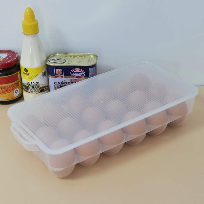 Bringer 2-Pack Plastic Egg Holders, Clear Refrigerator Egg Boxes for