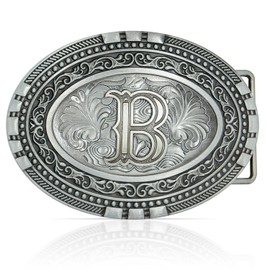 Belt Buckles Men Western Cowboy: Silver Belt Buckle Cowboy Belt Buckle for Woman, Initial Belt Buckle Men Cowboy Buckle Cowgirl Belt Buckle Western Belt Buckle for Men Women Boys Girls, Initial Gift B