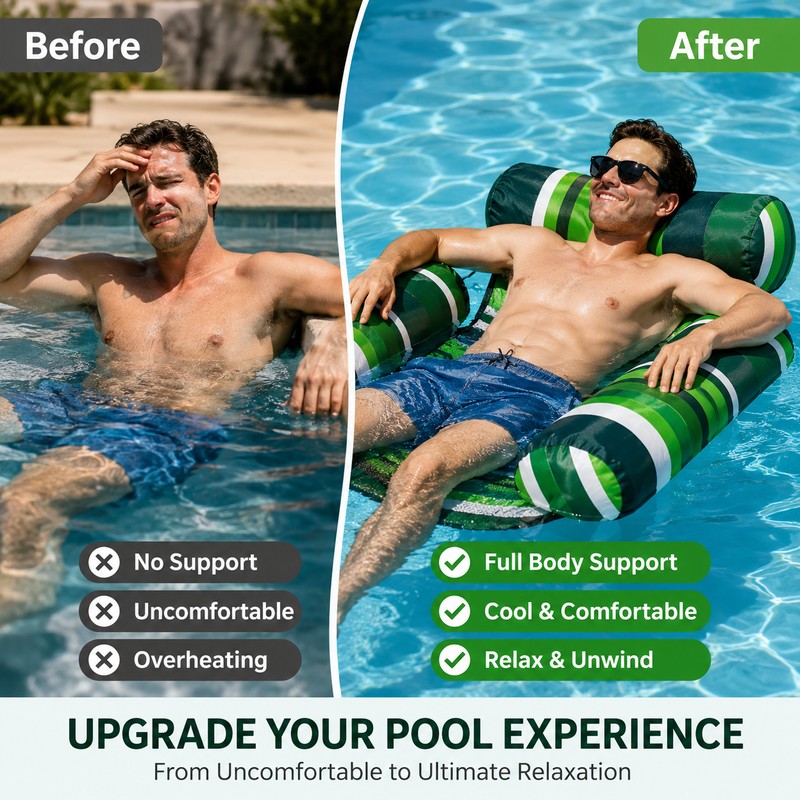 Inflatable Water Hammock with Armrests for Adults – PVC Floating