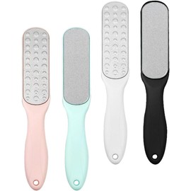 4 Limas para Eliminar Callos Doble Cara de Acero Inoxidable y Plástico para Pies Herramienta Práctica y Delicada para Pedicura en Hombres y Mujeres