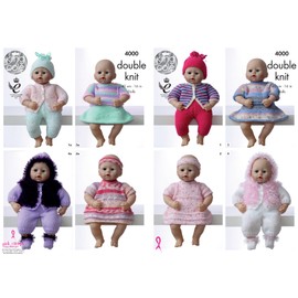 King Cole Dolls Clothes Knitting Pattern 4000