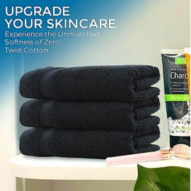 Towelogy® Luxury Flannel Face Cloth | Ultra Soft 100% Cotton Face Towels | 33x33cm (Natural, 2 Pack) (Black)