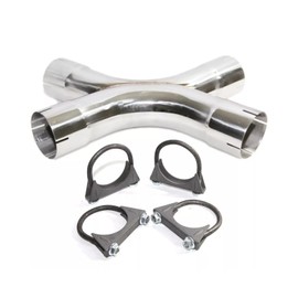Universal Dual Exhaust X-Terminator X-Pipe Mandrel-bent Cross 3.0"ID with 4pc Clamps