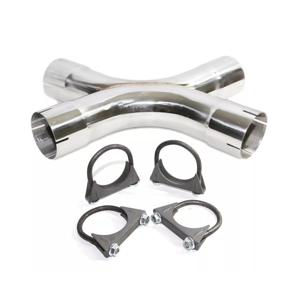 Universal Dual Exhaust X-Terminator X-Pipe Mandrel-bent Cross 3.0"ID with 4pc