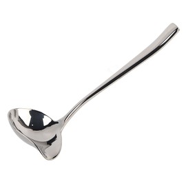 Stainless Steel Sauce Spoon, Sauce Ladle with Pouring Spout for Soups, Gravy Dressings, Elegant Ladle in Trendy Style, Dishwasher Safe, Silver