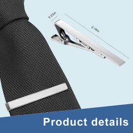 3 Pack Tie Clips for Men, Long Style Necktie Bar Clip Set with Square Edges in Silver Gold Black, Classic Tie Tack Pins for Wedding, Business, Formal Suit, Shirt, or Skinny Tie Accessories