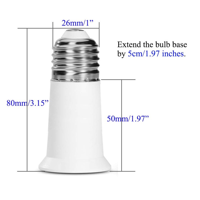 SumVibe E26 Socket Extender, 5CM/1.97 Inch Extension Adapter, 2-Pack