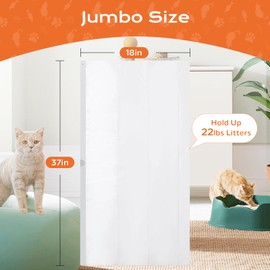 MUGVELL Cat Litter Box Liners, 45 Count Jumbo Size Litter Box Bags with Drawstring, Large Heavy Duty Litter Liners for Self Cleaning Cat Litter Box, Tear Leak Resistant for Pet Supplies(37" x 18")