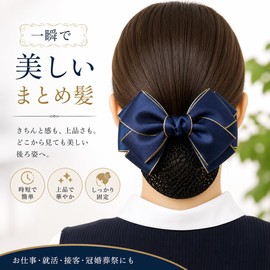 Chignon Net Barrette with Net Bun Net Ribbon, Large Hair Net, Hair Net Ribbon, Women's Hair Accessory, Hair Clip (Black, Satin)