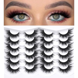 Kiromiro Lashes Wispy False Eyelashes Cat Eye Spiky Faux Mink Lashes 3D Volume Eyelash 18mm Soft Silk Strip Eyelashes Pack