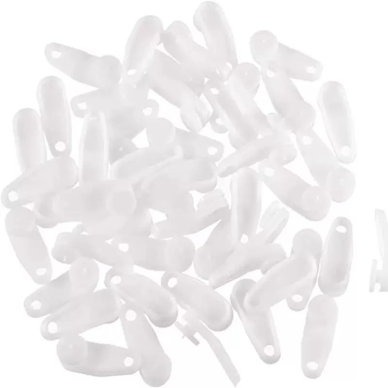 50 Pcs White Plastic Curtain Hooks Roller Track Gliders White