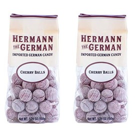 Hermann the German Hard Candy - Imported - Pack of 2 (Cherry Balls)